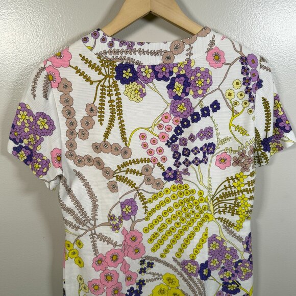 Trina Turk Arboretum Full Zip Mini Dress Size 6 Floral Retro Mod Palm Beach - Picture 8 of 10